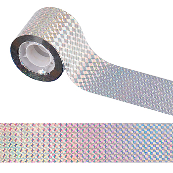 Holographic Reflective Tape, Bird Scare Tape Ribbon, Double Sided Repellent Tape for Scaring Birds Away, Square, 48x0.1mm, about 50m/roll