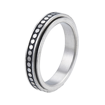 201 Stainless Steel Flat Round Rotating Ring, Calming Worry Meditation Fidget Spinner Ring for Women, Stainless Steel Color, Inner Diameter: 17mm