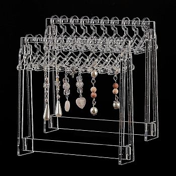 Transparent Acrylic Earring Display Stands, Coat Hanger Shape, Clear, Finish Product: 15x2.95x14cm, about 14pcs/set