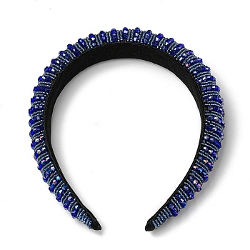 Bling Bling Glass Beaded Hairband, Wide Edge Headwear, Party Hair Accessories for Women Girls, Blue, 30mm