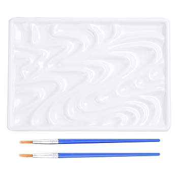 Painting Supplies, with Plastic Imitation Ceramic Palettes, Rectangular Watercolor Oil Palettes & Art Brushes Pen Value Sets, Mixed Color