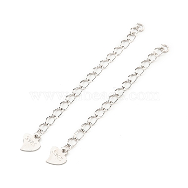 Real Platinum Plated Heart Sterling Silver Chain Extender