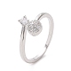 Clear Cubic Zirconia Flat Round Open Cuff Ring(RJEW-I094-02P)-1