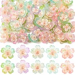 50Pcs 5 Colors Acrylic Charms, with 304 Stainless Steel Loops, Mixed Color, 14mm, Hole: 3mm, 10pcs/color(PALLOY-YW00127)