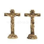 Resin Jesus Crucifix Statues, for Home Office Church Desktop Decoration, Tan, 28.5x15.5x51.5~52mm(RE-CBA17C4-16A)