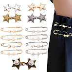 24Pcs 5 Styles Alloy Safety Pin Brooches Button Pins, Waist Tightener, Sewing Fasteners for Garment Accessories, Mixed Shapes, 44.5~45.5x12~14.5x4.5~5mm(JEWB-HY0001-37)