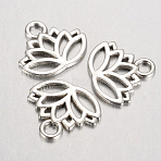 Tibetan Style Alloy Charms, Yoga Lutos Cadmium Free & Lead Free, Antique Silver, 15x17x1mm, Hole: 3mm, about 1305pcs/1000g(TIBEP-36884-AS-RS)