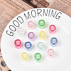 UV Plating Transparent Acrylic European Beads, Large Hole Iridescent Beads, Mixed Color, Letter O, 20.5x18x13.5mm, Hole: 6mm(OACR-M027-02O)