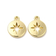 Rack Plating Alloy Charms, Cadmium Free & Lead Free, Flat Round with Hollow Star, Light Gold, 15x12x2mm, Hole: 1.6mm(FIND-G044-39LG)