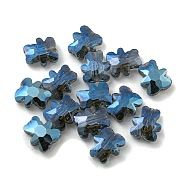 100Pcs Electroplate Glass Beads, Half Rainbow Plated, Bear, Marine Blue, 9.5x8.5x3.5mm, Hole: 1mm(EGLA-P058-HR02)