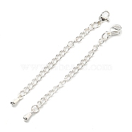 304 & 201 Stainless Steel Curb Chain Extender, End Chains, with Lobster Claw Clasps & Teardorp Chain Tabs, Silver, 72mm(STAS-B045-01S)