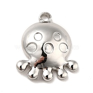 304 Stainless Steel Pendants, Octopus Charms, Stainless Steel Color, 20x17.5x5mm, Hole: 2mm(STAS-A066-01P)