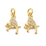 Bird Brass Micro Pave Clear Cubic Zirconia Pendants, with Jump Rings, Cadmium Free & Lead Free, Golden, 15x10.5x1.6mm, Hole: 2.8mm(KK-G425-20G)