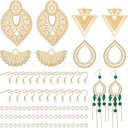 DIY Filigree Dangle Earring Making Kit, Including 304 Stainless Steel Geometry Pendants & Earring Hooks & Jump Rings, Golden, 128Pcs/box(DIY-UN0003-34)