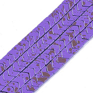 Spray Painted Non-magnetic Synthetic Hematite Beads Strands, Arrow/Chevron, Blue Violet, 6x6x2.5mm, Hole: 0.7mm, about 108pcs/strand, 15.9 inch(G-T124-03C)