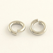 Tarnish Resistant 304 Stainless Steel Open Jump Rings, Stainless Steel Color, 8x1.5mm, Inner Diameter: 5mm, Hole: 5mm(STAS-R065-42)