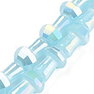 Electroplate Glass Beads Strands, AB Color Plated, Faceted, Mushroom, Cyan, 12x8mm, Hole: 1mm, about 50pcs/strand, 22.83''(58cm)(GLAA-K064-01A-05)