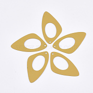Spray Painted Iron Pendants, Triangle, Gold, 41x22.5x0.7mm, Hole: 1.6mm(X-IFIN-S703-09F)
