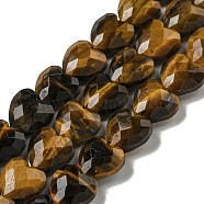 Natural Tiger Eye Beads Strands, Faceted, Heart, 8x8x4.5mm, Hole: 0.9mm, about 51~53pcs/strand, 14.57''~15.04''(37~38.2cm)(G-P544-E11-01)