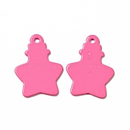 Spray Painted 201 Stainless Steel Pendants, Star Shaped Bottle Charm, Hot Pink, 18x13x1mm, Hole: 1.2mm(STAS-G304-02C)