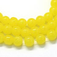 Baking Painted Imitation Jade Glass Round Bead Strands, Yellow, 10~10.5mm, Hole: 1.5mm, about 85pcs/strand, 31.4 inch(DGLA-Q021-10mm-24)