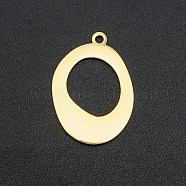 201 Stainless Steel Pendants, Laser Cut, Hollow, Oval, Real 18K Gold Plated, 22x16x1mm, Hole: 1.6mm(STAS-N090-LA147)