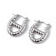 304 Stainless Steel Oval Hoop Earrings for Women, Stainless Steel Color, 21x16x3.5mm, Pin: 0.6mm(EJEW-I284-20P)