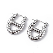 Non-Tarnish 304 Stainless Steel Oval Hoop Earrings for Women, Stainless Steel Color, 21x16x3.5mm, Pin: 0.6mm(EJEW-I284-20P)