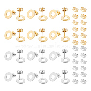 40Pcs 2 Color 304 Stainless Steel Stud Earring Findings, Donut, with 40Pcs Ear Nuts, Golden & Stainless Steel Color, 10.3mm, Hole: 1.3mm, Pin: 0.7mm, 20Pcs/color(STAS-UN0055-59)