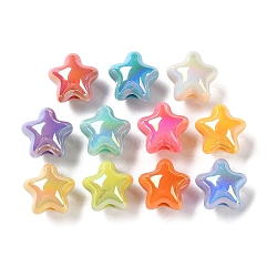 UV Plating Acrylic Beads, Star, Mixed Color, 15x15.5x13mm, Hole: 4mm(MACR-D029-08)