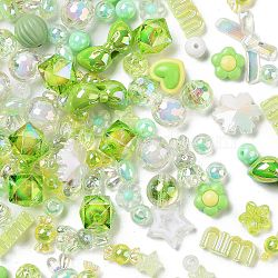 Acrylic Beads, Mixed Shapes, Light Green, 7~36.5x7~36.5x5.5~36.5mm, Hole: 1.8~4.5mm, about 299Pcs/500G(MACR-M040-01E)