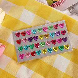 Cartoon 3D Heart PVC Rhinestone Stickers, Gems Crystal Heart Decorative Decals for Kid's Art Craft, Colorful, 12mm, 36pcs/sheet(PW-WG54695-01)