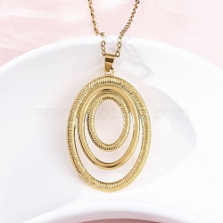 Triple Oval 304 Stainless Steel Pendant Necklaces, Ion Plating(IP), Real 18K Gold Plated, 17.72 inch(45cm)(NJEW-M096-31G)