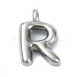 Anti-Tarnish 304 Stainless Steel Pendants, Letter Charm, Letter R, 19x12.5x4mm, Hole: 1.6mm(STAS-U033-02P-R)