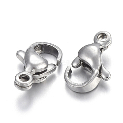 304 Stainless Steel Lobster Claw Clasps, Parrot Trigger Clasps, Stainless Steel Color, 10x6.5x3.5mm, Hole: 1mm(STAS-F182-01P-D)
