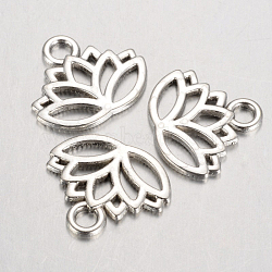 Tibetan Style Alloy Charms, Yoga Lutos Cadmium Free & Lead Free, Antique Silver, 15x17x1mm, Hole: 3mm, about 1305pcs/1000g(TIBEP-36884-AS-RS)