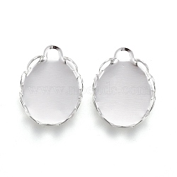 304 Stainless Steel Cabochon Settings, Lace Edge Bezel Cups, Oval, Silver, Tray: 10x8mm, 11.5x8.5x2mm(STAS-P249-13B-S)