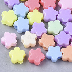 Opaque Acrylic European Beads, Large Hole Beads, Flower, Mixed Color, 10.5x10x6mm, Hole: 4mm(X-MACR-N008-02)