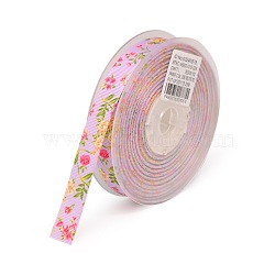 Floral Single-sided Printed Polyester Grosgrain Ribbons, Lilac, 5/8 inch(16mm), about 100yards/roll(91.44m/roll)(SRIB-A011-16mm-240878)