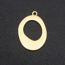 201 Stainless Steel Pendants, Laser Cut, Hollow, Oval, Real 18K Gold Plated, 22x16x1mm, Hole: 1.6mm(STAS-N090-LA147)