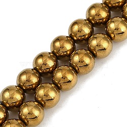 Electroplated Synthetic Magnetic Hematite Beads Strands, Grade AAA, Round, Golden Plated, 8mm, Hole: 1.2mm, about 52pcs/strand, 16.14''(41cm)(G-G174-L01-05)