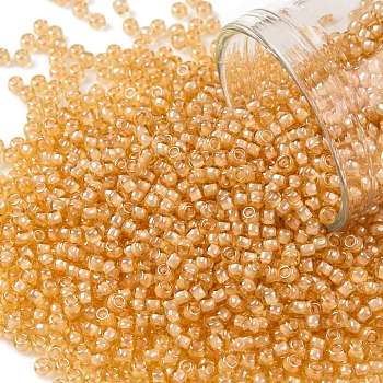 TOHO Round Seed Beads, Japanese Seed Beads, (955) Inside Color Crystal/Peach Lined, 11/0, 2.2mm, Hole: 0.8mm, about 1110pcs/bottle, 10g/bottle