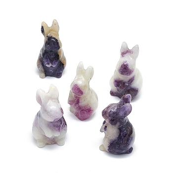 Natural Jade Sculpture Display Decorations, for Home Office Desk, Rabbit, 17~19x17~18.5x32~37mm