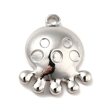 304 Stainless Steel Pendants, Octopus Charms, Stainless Steel Color, 20x17.5x5mm, Hole: 2mm