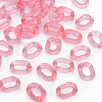 Transparent Acrylic Linking Rings, Quick Link Connectors, For Jewelry Chains Making, Oval, Tomato, 10x7.5x2.5mm, Hole: 3x5.5mm