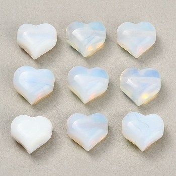 Opalite Beads, Heart, 13~14x14~15x8~9mm, Hole: 1.6~1.8mm