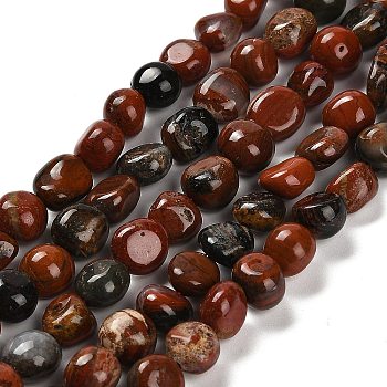 Natural Brecciated Jasper Beads Strands, Nuggets, Tumbled Stone, 7~13x4.5~10x4.5~10mm, Hole: 1.2mm, about 44~46pcs/strand, 15.08~16.14 inch(38.3~41cm)