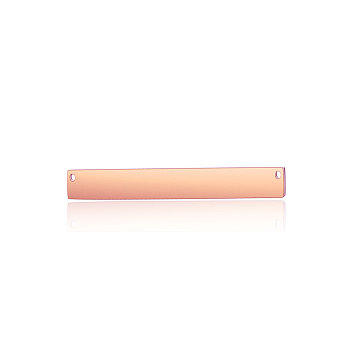 201 Stainless Steel Links Connectors, Manual Polishing, Rectangle, Rose Gold, 30x6x2mm, Hole: 1mm