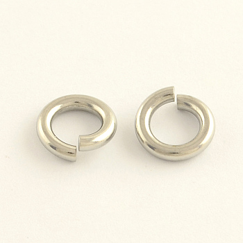 Tarnish Resistant 304 Stainless Steel Open Jump Rings, Stainless Steel Color, 8x1.5mm, Inner Diameter: 5mm, Hole: 5mm