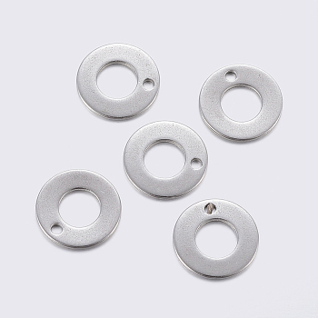 304 Stainless Steel Charms, Ring, Stainless Steel Color, 10x0.8mm, Hole: 1.2mm